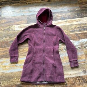 Outdoor Research Salida Long Hoodie Womens Medium Purple Full Zip Wool Blend